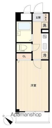 ザ・レジデンス行徳Ⅲ[1K/22.96m2]の間取図