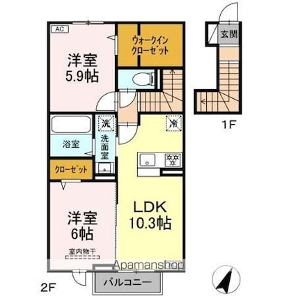 プラント　Ｃ棟[2LDK/59.57m2]の間取図