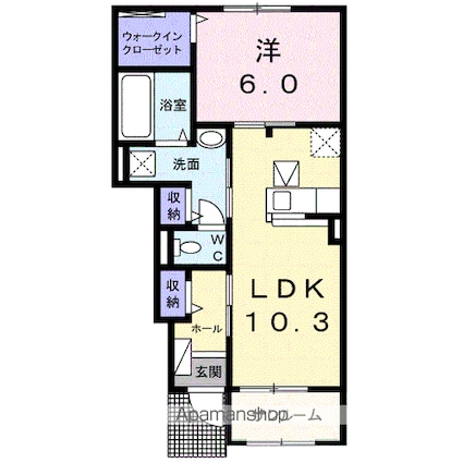 愛媛県今治市東村４丁目[1LDK/47.66m2]の間取図