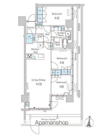 大田区東矢口のマンションの間取り