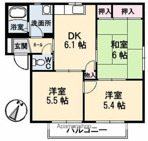 タウンヒルズDOI A棟の間取り写真