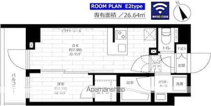ステージファースト経堂アジールコート[1DK/26.64m2]の間取図