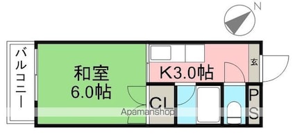 コーポ青雲[1K/23m2]の間取図