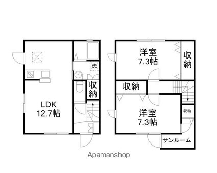 ミツワスクエアＡ棟[2LDK/72m2]の間取図