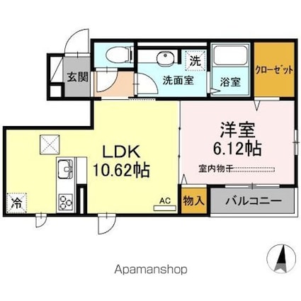 グレイスパール平和台[1LDK/42.28m2]の間取図