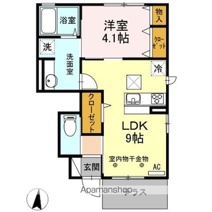 アマビリテ　Ｂ[1LDK/35.7m2]の間取図
