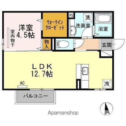 クレール・メゾン[1LDK/42.76m2]の間取図
