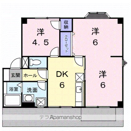 プラドール高松Ｃ[3DK/50.1m2]の間取図