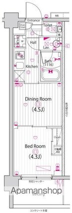 ガーラ・プレシャス四ツ木[1DK/25.51m2]の間取図