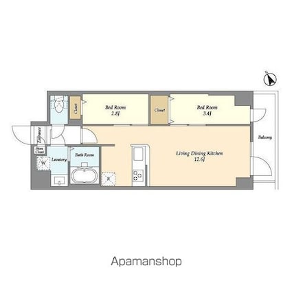 アルファコート曳舟２[2LDK/43.64m2]の間取図