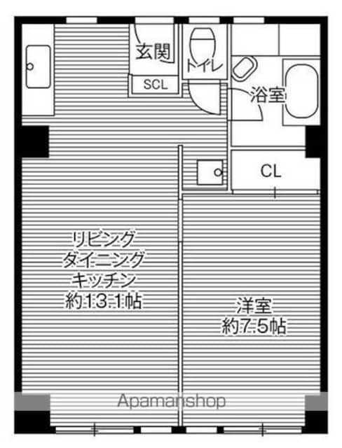ビレッジハウス城北タワー１号棟[1LDK/47.81m2]の間取図