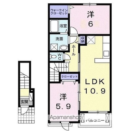 香川県高松市成合町[2LDK/57.21m2]の間取図