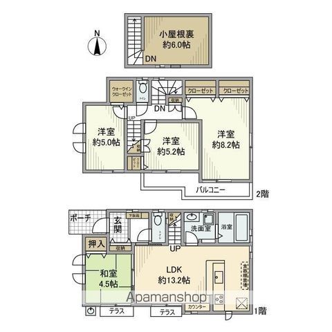 【緑町戸建の間取り】