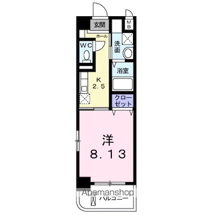 サニーソレイユ南蔵王[1K/29.47m2]の間取図