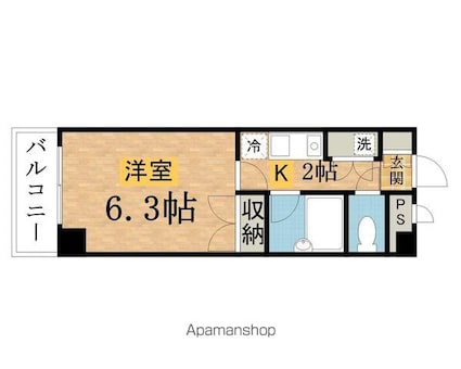 ビレッジコア八王子[1K/21.06m2]の間取図