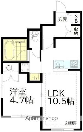 大原１丁目メゾン[1LDK/39.16m2]の間取図