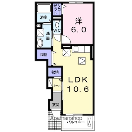 オークヒルズⅢ[1LDK/42.19m2]の間取図