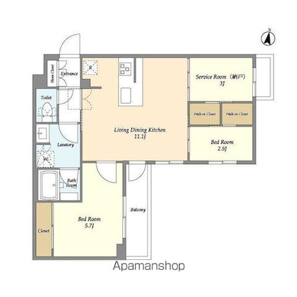 アジールコート練馬中村橋[2SLDK/51.2m2]の間取図