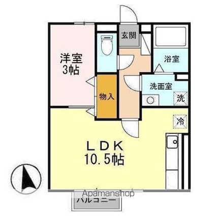 セジュールＳＥ秀　ＡＢ[1LDK/35.1m2]の間取図