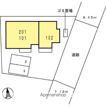 カーサ　ヴェルデ[2LDK/62.8m2]の配置図