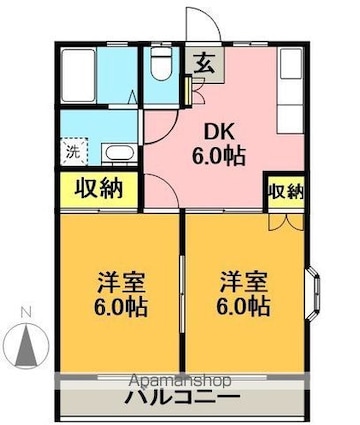 コーポ斎田[2DK/39.74m2]の間取図