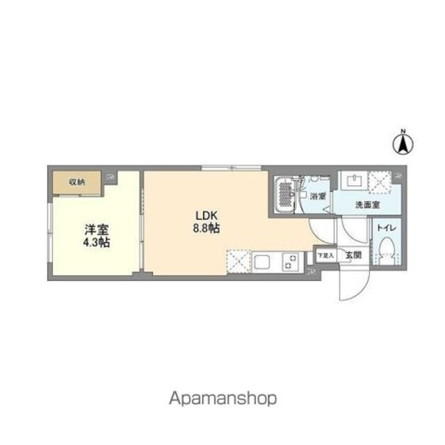 ウェルスクエア森下[1LDK/31.28m2]の間取図
