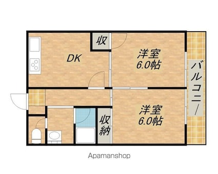 桜宮マンション[2DK/40.82m2]の間取図