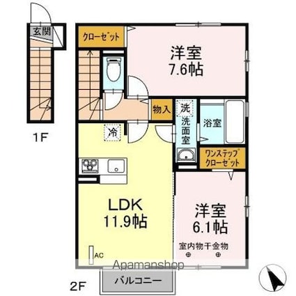 エレガンシエル[2LDK/59.9m2]の間取図