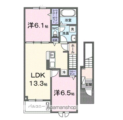 クレール九番館[2LDK/59.58m2]の間取図