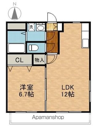 長野県長野市大字東和田[1LDK/44.4m2]の間取図