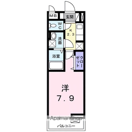 ローレル[1K/26.16m2]の間取図