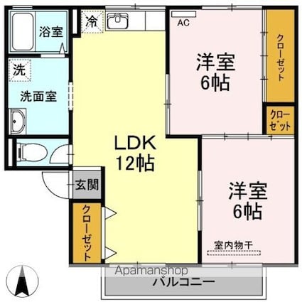 コーポマスカットⅡ[2LDK/55.1m2]の間取図