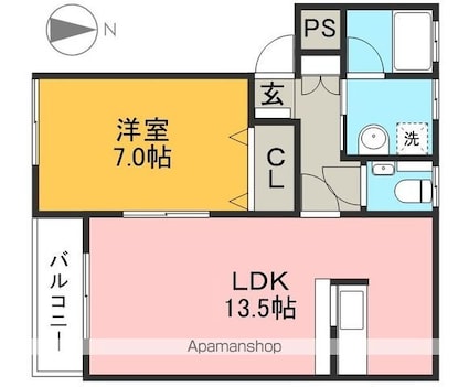 メリベルⅠ[1LDK/42m2]の間取図