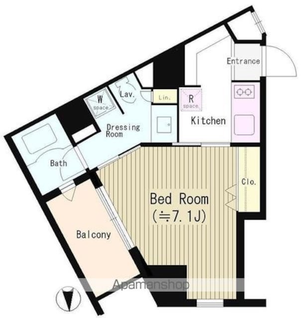 サン　デプレ麻布[1K/27.55m2]の間取図