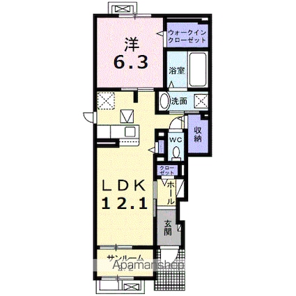 ジュリピコ[1LDK/50.03m2]の間取図