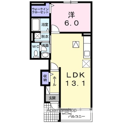 コート・ヤード　Ⅳ　Ｂ[1LDK/45.33m2]の間取図