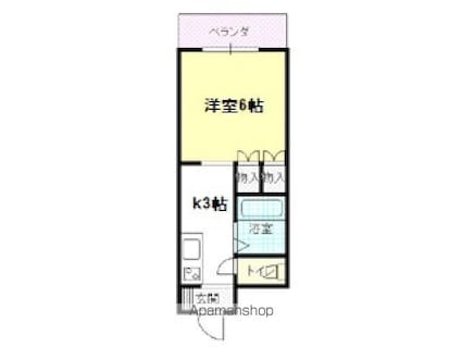 舟入レイクビル[1K/22.94m2]の間取図