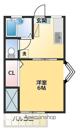 フレグランス千代[1K/22.33m2]の間取図