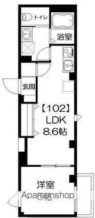 ビューノマーミー[1LDK/33.03m2]の間取図
