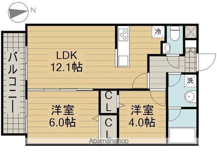 オーパスホームズ武蔵小金井[2LDK/49.51m2]の間取図