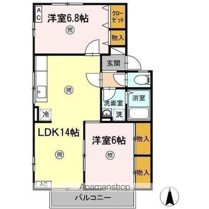 エクレール西田　Ｂ棟[2LDK/55m2]の間取図