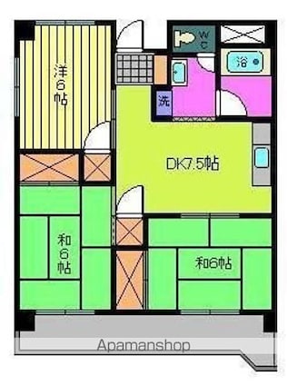 第８５杉フラット[3DK/61.83m2]の間取図