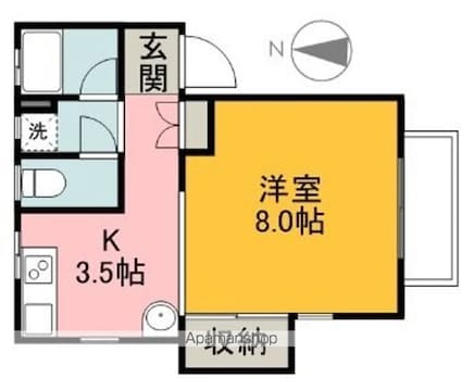 サンヴェルディ東石井[1K/29.7m2]の間取図