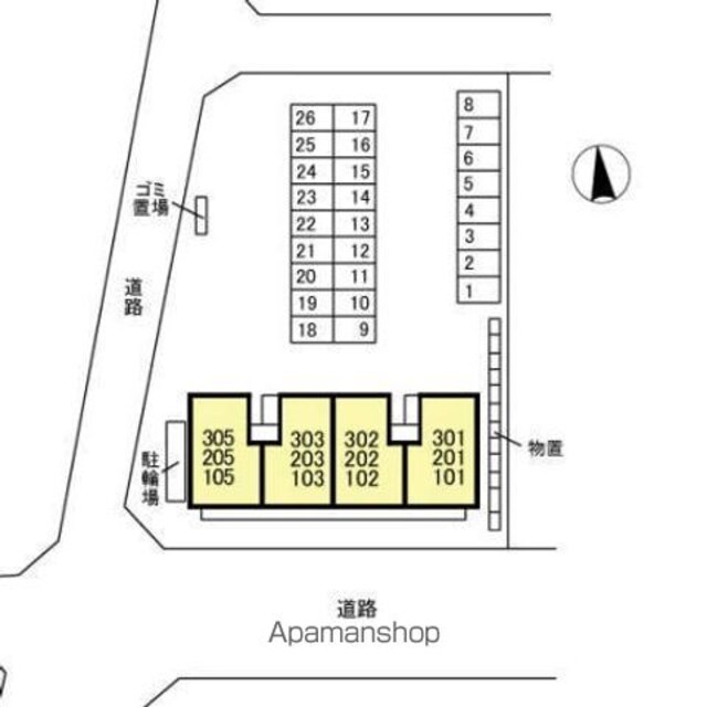 パークタウン三本柳[2LDK/58.22m2]の配置図