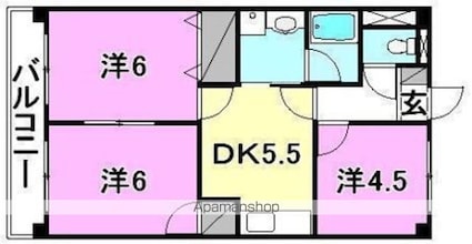 姫原ハイツ[3DK/56.42m2]の間取図