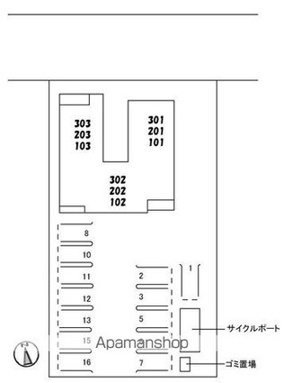 香川県高松市多肥下町[1LDK/42.63m2]の配置図