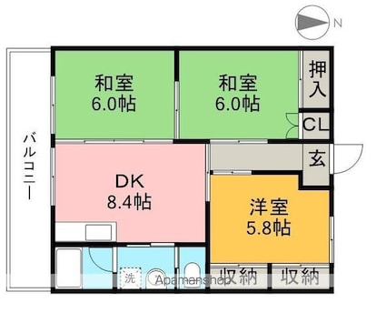 ハイツフジオ[3DK/58.32m2]の間取図