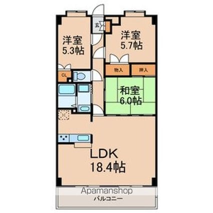 サニーウェル仲村[3LDK/75.12m2]の間取図