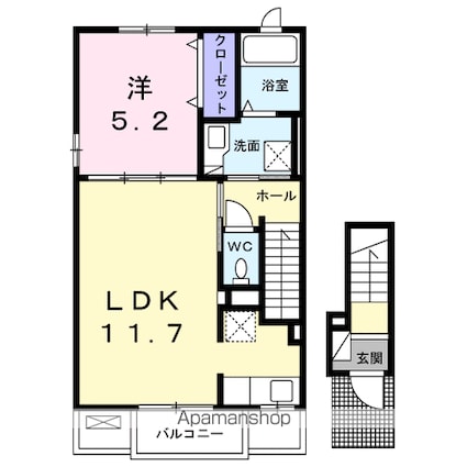 さくらクレッセル[1LDK/43.32m2]の間取図