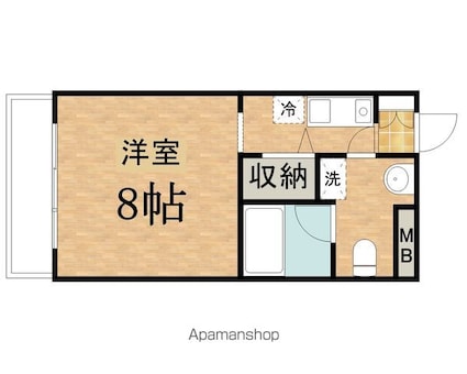 プリムヴェール聖蹟[1R/23.24m2]の間取図